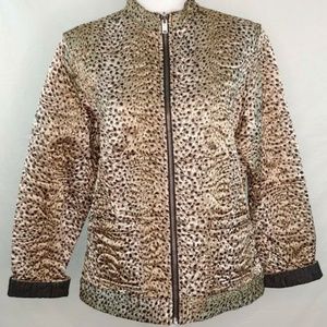 CHICO’S Sz 3 XL Reversible Jacket Denim Animal